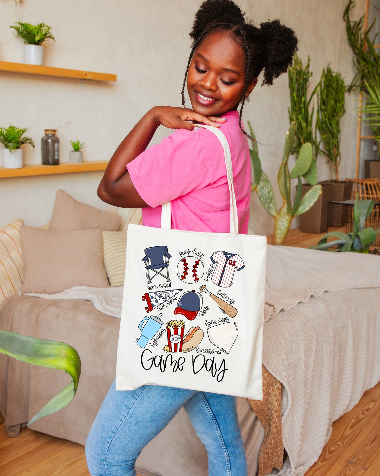 Game Day Baseball Favorites Canvas Tote| Softball Gifts | Canvas Tote Bag