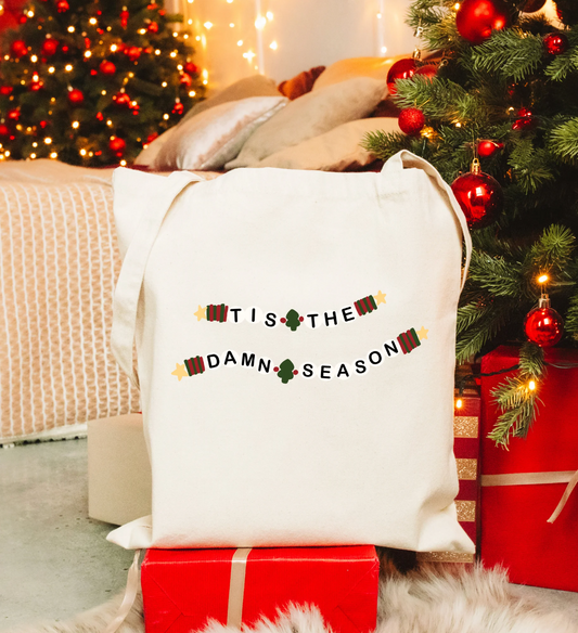 Tis The Damn Season Friendship Bracelet Christmas Tote Bag Taylor Swift | Taylor Swift Eras Merch | Swifties Christmas