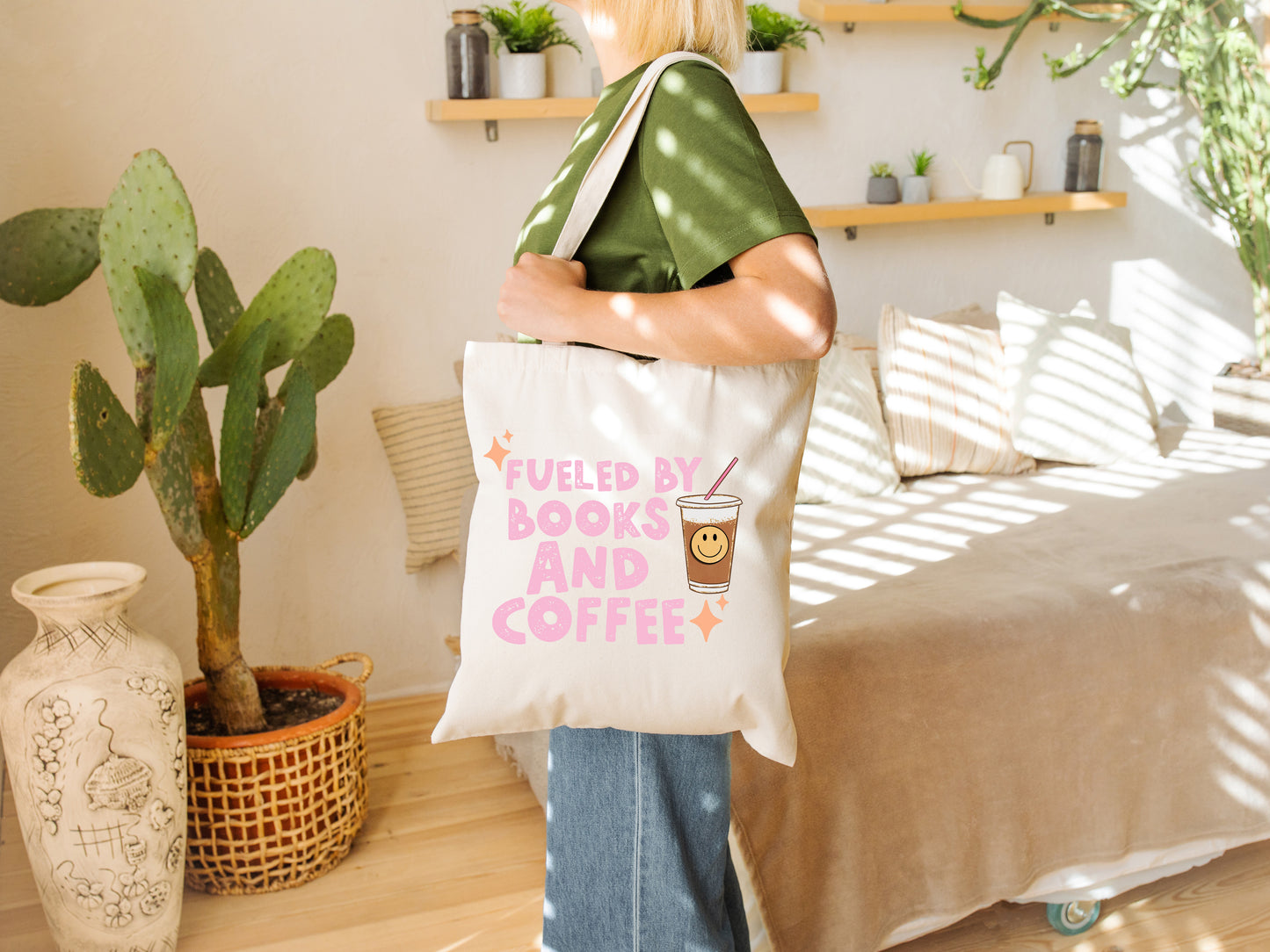 Fueled by Books and Coffee Tote Bag - For the Ultimate Bookworm